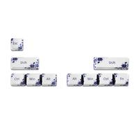 THOANBY 10 Keys OEM SHIFT ESC Keycaps Large for PBT Chinese Dye Subbed Keycap for Switch Mechanical Keybo Chinese/Martial/Single Dog/Blue and White Porcelain/HTML