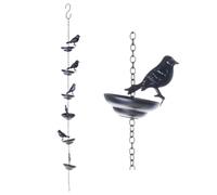 THOANBY Rain Chain,Cottagecore Iron Rain Chain With Decorative Hummingbird And Cup Design For Garden Gutter Drainage Water Catcher Outdoor
