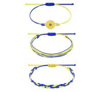 THOANBY Ukraine Flag Friendship Bracelets Braided String Adjustable Blue Yellow Jewelry Sunflower for Women Men