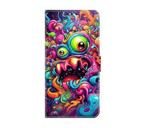 Thoankj for Google Pixel 6A Case Shockproof Flip Cute Leather Wallet Case for Girls Kids with Card Slots Folding Stand Magnetic Protective Phone Cover for Google Pixel 6A - Monster