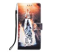 Thoankj for iPhon17 Pro Case Flip Shockproof Leather Slim Wallet Case Cute Animal with Stand Card Slot Holder Gel Bumper Folio Protective Phone Cover for iPhon17 Pro Tiger & Cat