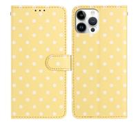 Thoankj for iPhone 13 Pro Case Polka Dots Cute Shockproof Book Flip Folio Leather Wallet Cover for Girls Women with Card Holder Magnetic Stand Phone Case for iPhone 13 Pro - Yellow