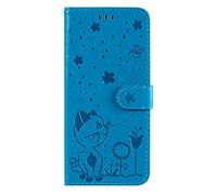 Thoankj for Motorola Edge 50 Neo Phone Case Cat Bee Shockproof PU Leather Flip Notebook Wallet Case with Kickstand Credit Card Holder Bumper Folio Protective Cover for Moto Edge 50 Neo Blue