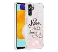 Thoankj for Samsung A07 Case Bling Shockproof Glitter Sparkly Shiny Flowing Liquid Quicksand Cute Clear Transparent Gel Silicone Bumper Phone Cover for Samsung Galaxy A07 Never Stop Dreaming
