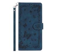 Thoankj for Samsung S24 Ultra Case Butterfly Flower Shockproof Flip Folio Leather Wallet Cover for Girls Women with Card Holder Magnetic Stand Phone Case for Samsung Galaxy S24 Ultra - Blue