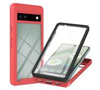 Thoankj Google Pixel 8A Phone Case, Google Pixel 8A Case 360 Full Body Built-in Screen Protector Dustproof Shockproof Anti-Scratch Slim Bumper Protective Case for Google Pixel 8A Cover Clear Red