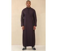 Mens Thobe Jubba Nehru Stand Collar Islamic Clothing Muslim Kaftan Embroidery Eid Robe Saudi | Purple - Purple 58