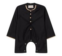 Thobez Baby Toddler Romper Thobe Emirati Omani Islamic Eid Clothing Arab Gold Embroidery - Black 24
