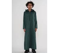 Thobez Boy's Hooded Suede Thobe Emirati Omani Zipped Jubba Islamic Kaftan Eid Robe in Green | Size: 10-11 Years Thobez Green 10-11 Years