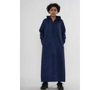 Thobez Boy's Hooded Suede Thobe Emirati Omani Zipped Jubba Islamic Kaftan Eid Robe in Navy | Size: 12-13 Years Thobez Navy 12-13 Years