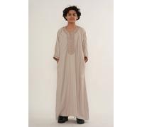 Thobez Boy's Moroccan Thobe Half Sleeve Eid Embroidery Kaftan Ramadan in Nude | Size: 12-13 Years Thobez Nude 12-13 Years