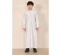 Thobez Boy's Thobe Emirati Islamic Clothing String Tassel in Beige | Size: 11-12 Years Thobez Beige 11-12 Years