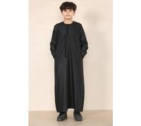 Thobez Boy's Thobe Emirati Islamic Clothing String Tassel in Black | Size: 8-9 Years Thobez Black 8-9 Years