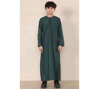 Thobez Boy's Thobe Emirati Islamic Clothing String Tassel in Olive | Size: 8-9 Years Thobez Olive 8-9 Years