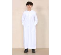 Thobez Boy's Thobe Emirati Islamic Clothing String Tassel in White | Size: 4 Years Thobez White 4 Years