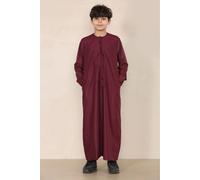 Thobez Boy's Thobe Emirati Islamic Clothing String Tassel in Wine | Size: 10-11 Years Thobez Wine 10-11 Years