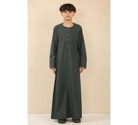 Boy's Thobe Emirati Omani Jubba Islamic Clothing Muslim Kaftan Eid Robe Arab Gold Embroidery - Green 38