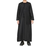 Thobez Boy's Thobe Emirati Omani Jubba Islamic Clothing Muslim Kaftan Eid Robe String Tassel - Black 36