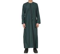 Thobez Boy's Thobe Emirati Omani Jubba Islamic Clothing Muslim Kaftan Eid Robe String Tassel - Olive 50