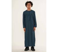 Thobez Boy's Thobe Emirati Omani Jubba Islamic Dress Muslim Kaftan Eid Robe in Blue | Size: 9-10 Years Thobez Blue 9-10 Years
