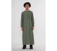 Thobez Boy's Thobe Emirati Omani Jubba Islamic Dress Muslim Kaftan Eid Robe in Olive | Size: 10-11 Years Thobez Olive 10-11 Years