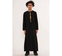 Thobez Boy's Thobe Emirati Omani Jubba Islamic Muslim Kaftan Tassel Embroidery in Black | Size: 9-10 Years Thobez Black 9-10 Years