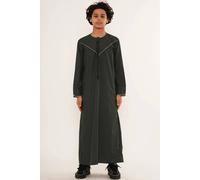 Thobez Boy's Thobe Emirati Omani Jubba Luxurious Islamic Muslim Kaftan Eid Robe in Olive | Size: 13-14 Years Thobez Olive 13-14 Years