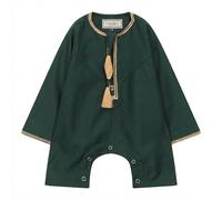 Thobez Boy's TT-003 Romper Thobe Emirati Omani Islamic Tassel Embroidery in Green | Size: 12-18 m Thobez Green 12-18 m