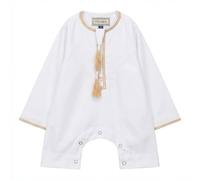 Thobez Boy's TT-003 Romper Thobe Emirati Omani Islamic Tassel Embroidery in White | Size: 6-9 m Thobez White 6-9 m