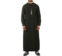 Thobez ED-200 - Men's Nehru Round Collar Embroidery Thobe - 52 - Black