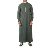 Thobez ED-200 - Men's Nehru Round Collar Embroidery Thobe - 52 - Green