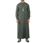 Thobez ED-200 - Men's Nehru Round Collar Embroidery Thobe - 56 - Green