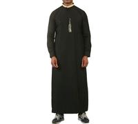 Thobez ED-200 - Men's Nehru Round Collar Embroidery Thobe - 60 - Black