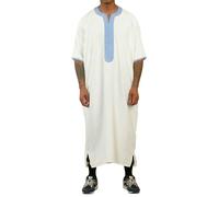 Thobez GG002 - Men's Moroccan Thobe Short Sleeve Gandoura - White - 58