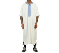 Thobez GG002 - Men's Moroccan Thobe Short Sleeve Gandoura - White - 60