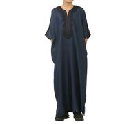 Thobez GG008 - Boys Moroccan Thobe Short Sleeve Gandoura - Navy - 6-7 Years