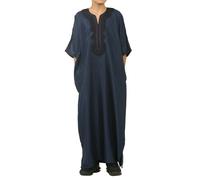 Thobez GG008 - Boys Moroccan Thobe Short Sleeve Gandoura - Navy - 8-9 Years
