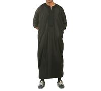 Thobez GG008 - Men's Moroccan Thobe Short Sleeve Gandoura - Black - 56