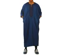 Thobez GG008 - Men's Moroccan Thobe Short Sleeve Gandoura - Navy - 60