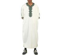 Thobez GG008 - Men's Moroccan Thobe Short Sleeve Gandoura - White - 54