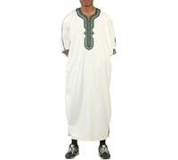 Thobez GG008 - Men's Moroccan Thobe Short Sleeve Gandoura - White - 56