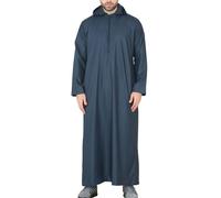 Thobez Men's Hooded Thobe Nehru Collar Islamic Clothing Muslim Kaftan Robe Saudi - Navy - 2XL - Regular