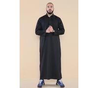 TruClothing Mens Thobe Jubba Turn Down Collar Islamic Muslim Cotton Kaftan Dress Robe Arabic - Black M - 54