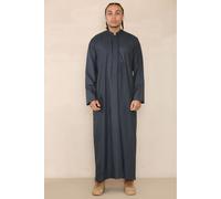Thobez Men's Thobe Jubba Nehru Collar Islamic Clothing Muslim Kaftan Dress Robe - Charcoal - Medium