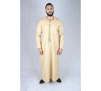 Thobez Men's Omani Eid Tassel Thobe Jubba in Cream | Size: 58R Thobez Cream 58R