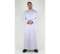 Thobez Men's Satin Emirati Thobe Islamic Clothing in Beige | Size: 56S Thobez Beige 56S