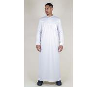 Thobez Men's Satin Emirati Thobe Islamic Clothing in White | Size: 54R Thobez White 54R