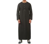Thobez Men's Thobe Emirati Omani Jubba Islamic Clothing Muslim Kaftan Eid Robe Arab Gold Embroidery - Black 54