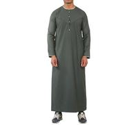 Thobez Men's Thobe Emirati Omani Jubba Islamic Clothing Muslim Kaftan Eid Robe Arab Gold Embroidery - Green 52