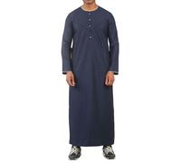 Thobez Men's Thobe Emirati Omani Jubba Islamic Clothing Muslim Kaftan Eid Robe Arab Gold Embroidery - Navy 58